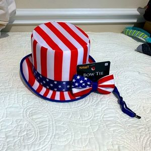BRAND NEW American Flag 🇺🇸 Top Hat & Bow Tie set w/Discounted Shipping!